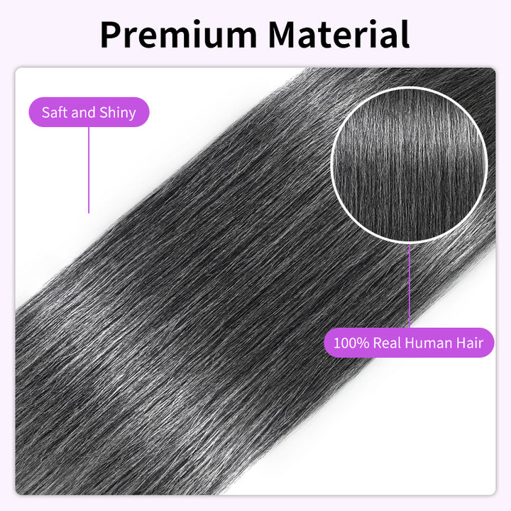 New In Deep Salt and Pepper Straight Closure Natural Grey 5x5 HD Transparent Lace Closure 100% Unprocessed Virgin Human Hair