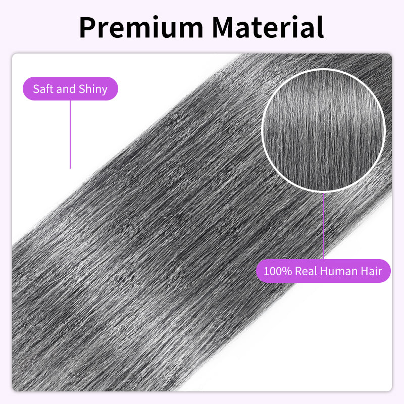 New In Salt and Pepper Straight Closure Natural Grey 5x5 HD Transparent Lace Closure 100% Unprocessed Virgin Human Hair