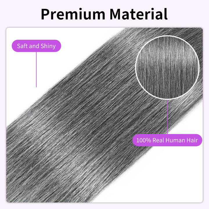 New In Salt and Pepper Straight Closure Natural Grey 5x5 HD Transparent Lace Closure 100% Unprocessed Virgin Human Hair