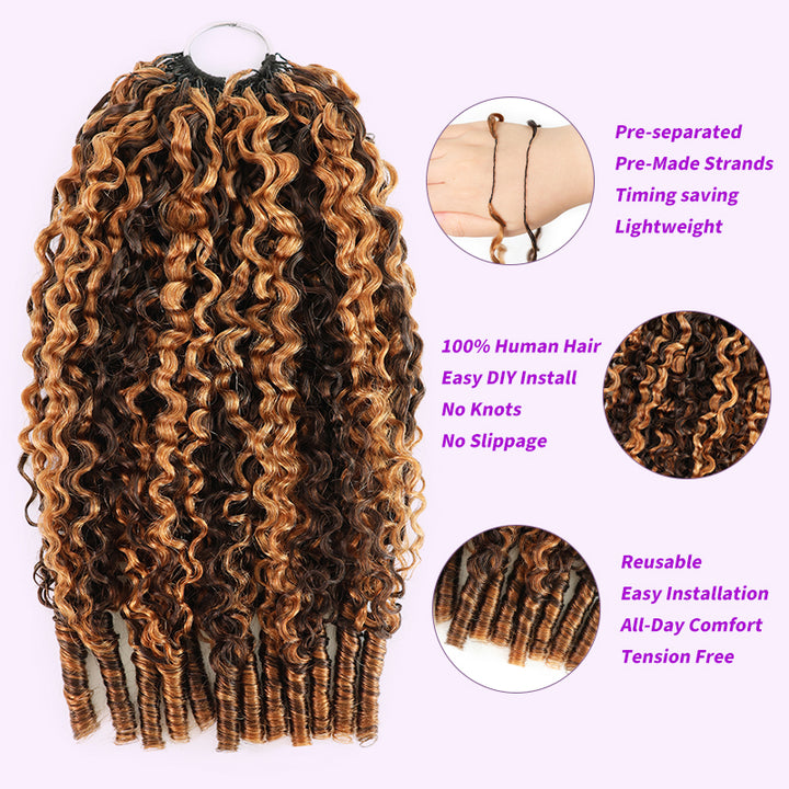 New In P4/30 Highlight Burmese Curly Feather Crochet Human Hair for Boho Braids