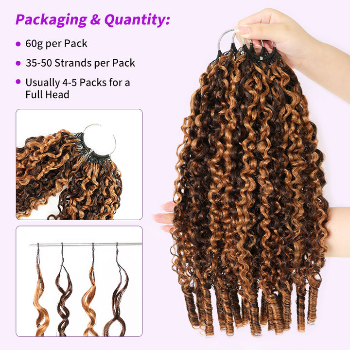 New In P4/30 Highlight Burmese Curly Feather Crochet Human Hair for Boho Braids