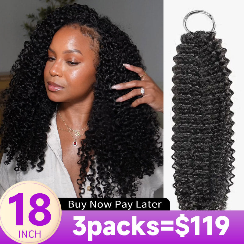 Flash Sale No Code: 3Packs Kinky Curly Crochet Hair Natural Black Machine Made Feather Human Hair Extension-Rhiso Hair