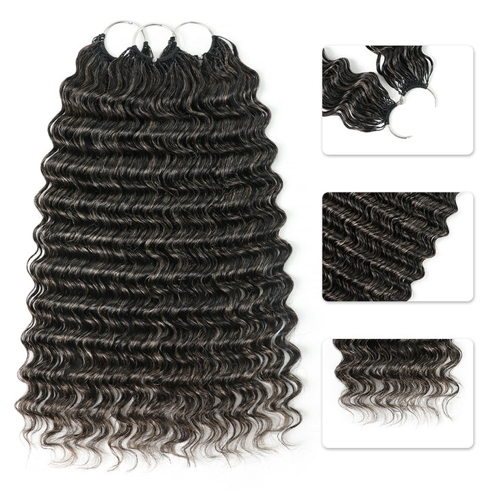 #34 Dark Salt & Pepper Miracle Konts Deep Wave Crochet Hair Pre-Separated Feather Human Hair Extension for Black Woman