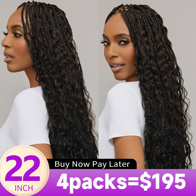 Flash Sale No Code : 4Packs Water Wave Crochet Hair Natural Black Machine Made Feather Human Hair Extension-Rhiso Hair