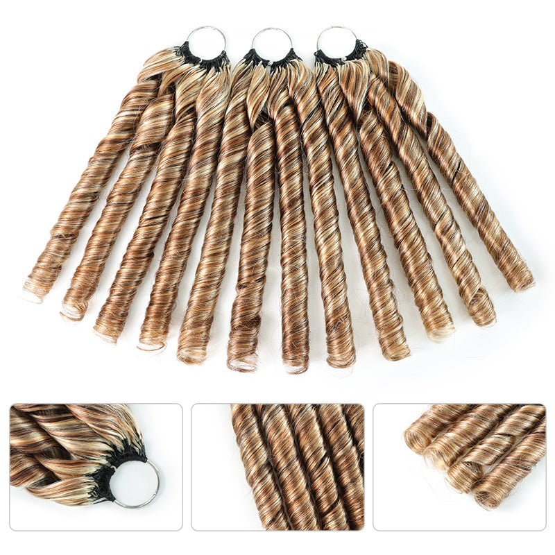 P4/27/613 Mixed Highlight Spiral Curl Human Crochet Hair Miracle Knots Spring Curl Feather Human Hair Extension