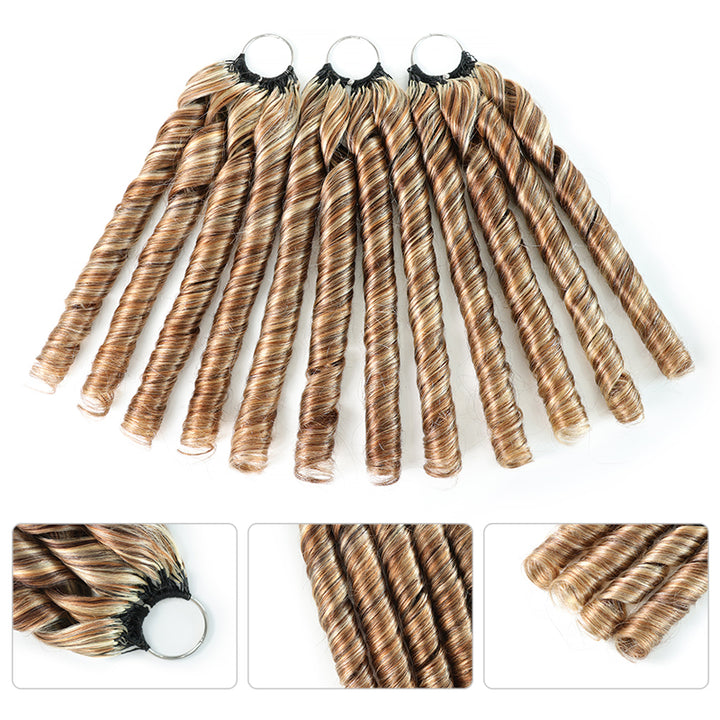P4/27/613 Mixed Highlight Spiral Curl Human Crochet Hair Miracle Knots Spring Curl Feather Human Hair Extension