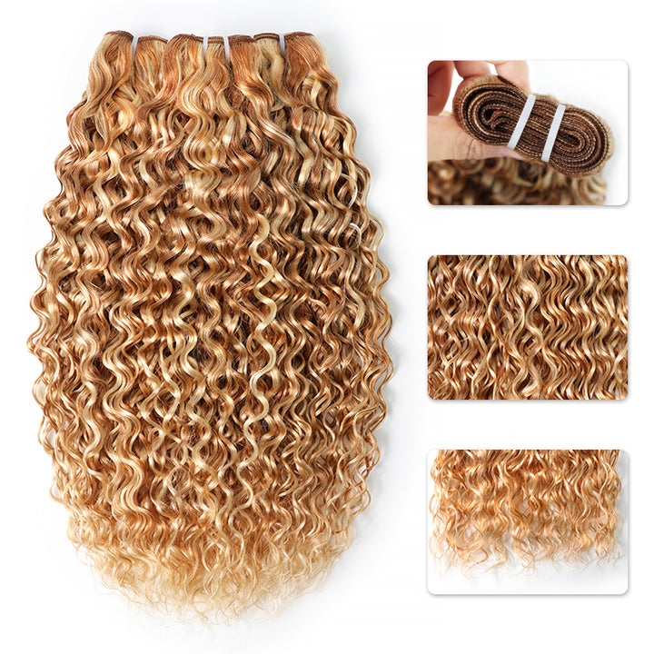 Mix Blonde P27/613  Highlight Water Wave Human Hair Bundles Double Weft Weave 100% Brazilian Virgin Remy Hair Extensions