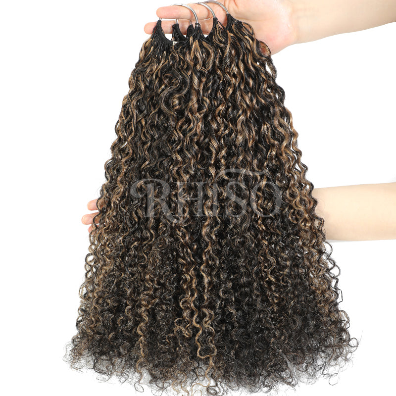 P1B/27 Highlight Color Pixie Curly Crochet Human Hair Miracle Konts Feather Human Hair Extension For Black Woman