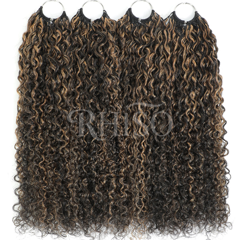P1B/27 Highlight Color Pixie Curly Crochet Human Hair Miracle Konts Feather Human Hair Extension For Black Woman