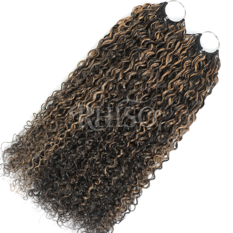 P1B/27 Highlight Color Pixie Curly Crochet Human Hair Miracle Konts Feather Human Hair Extension For Black Woman