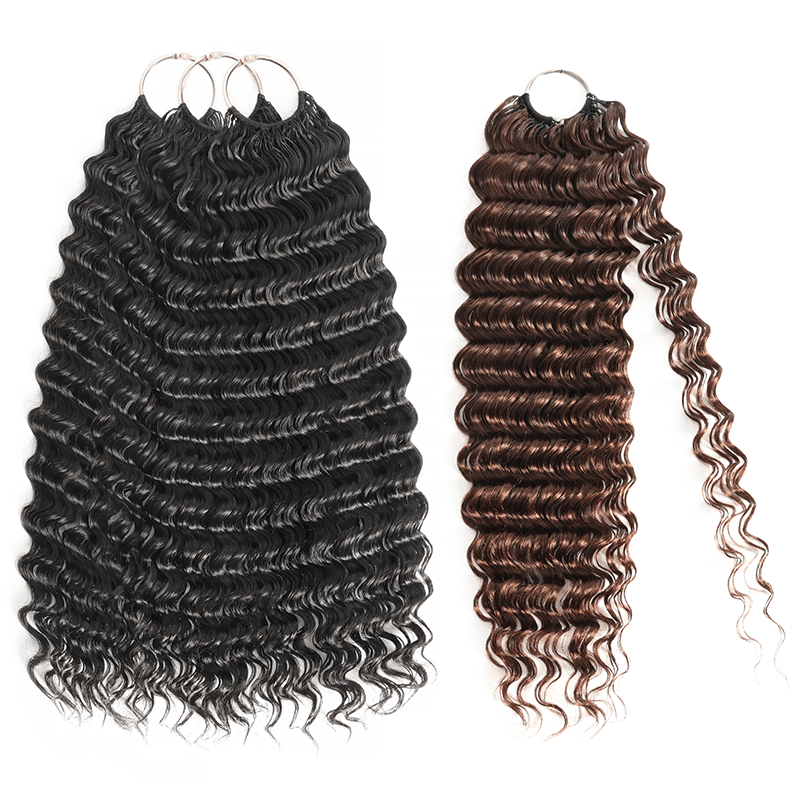 Pay3 Get4|3Packs Natural Black With 1Pack #4 Chocolate Brown Deep Wave Feather Crochet Human Hair Extension 