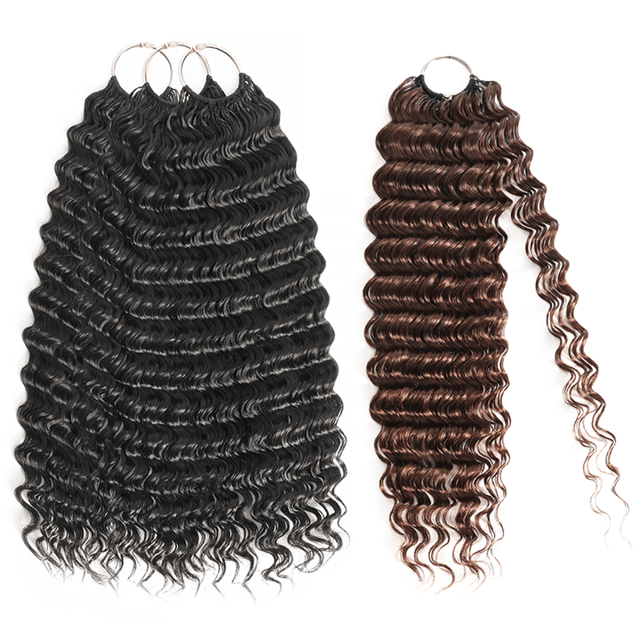 Pay3 Get4|3Packs Natural Black With 1Pack #4 Chocolate Brown Deep Wave Feather Crochet Human Hair Extension 