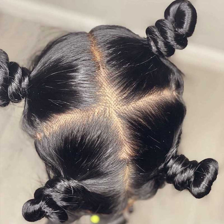 RhisoHair Free Parting Full Lace Wig Natural Black Straight/Body Wave Half Up Half Down Human Hair Wig