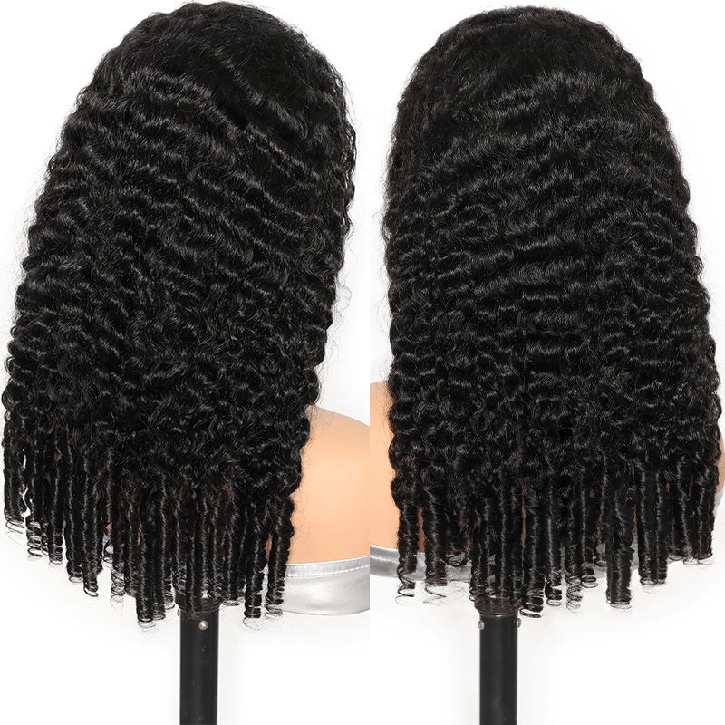 Burmese Curly Half Wig Wear And Go Glueless Wig Human Hair 3 In 1 Curly Flip Over Half Wig Wet And Wavy Drawstring Headband Wig with Finger End