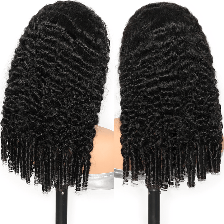 Burmese Curly Half Wig Wear And Go Glueless Wig Human Hair 3 In 1 Curly Flip Over Half Wig Wet And Wavy Drawstring Headband Wig with Finger End
