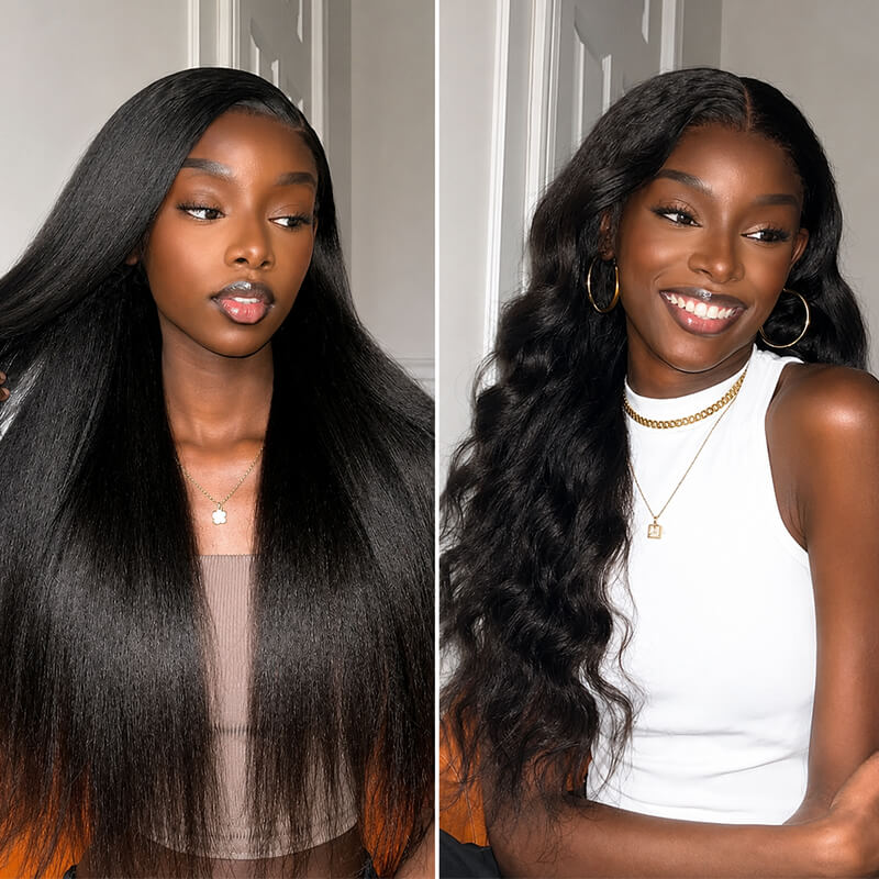 Upgrade Strap Kinky Straight Pull To Go Wig 13x4 Glueless Wig With Drawstring