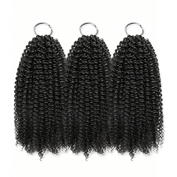 RhisoHair Natural Black Kinky Curly Machine Made Crochet Feather Human Hair Extension