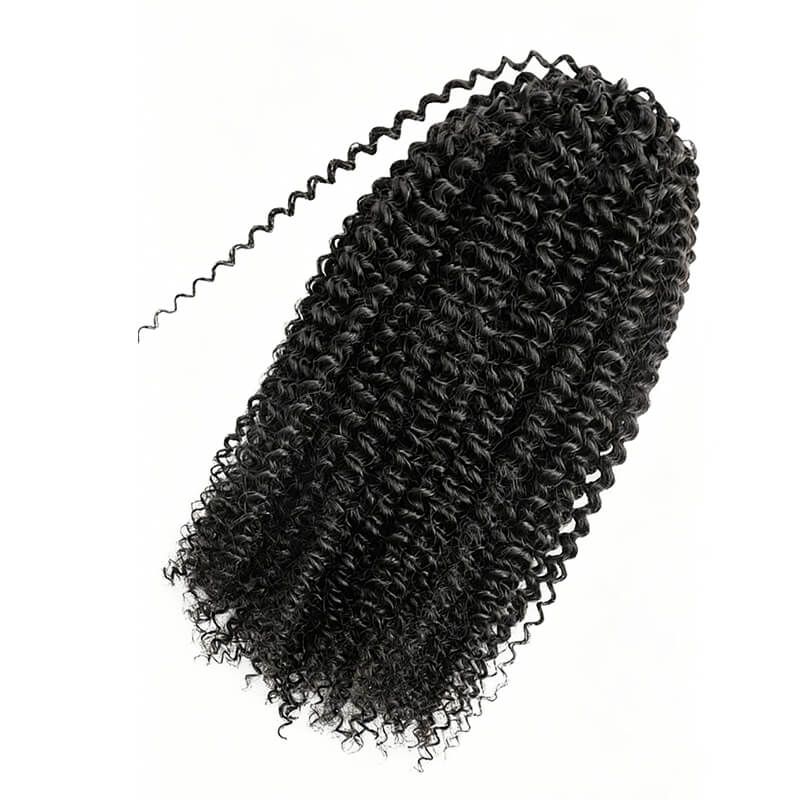 RhisoHair Natural Black Kinky Curly Machine Made Crochet Feather Human Hair Extension