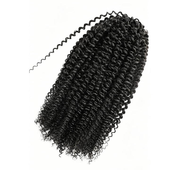 RhisoHair Natural Black Kinky Curly Machine Made Crochet Feather Human Hair Extension
