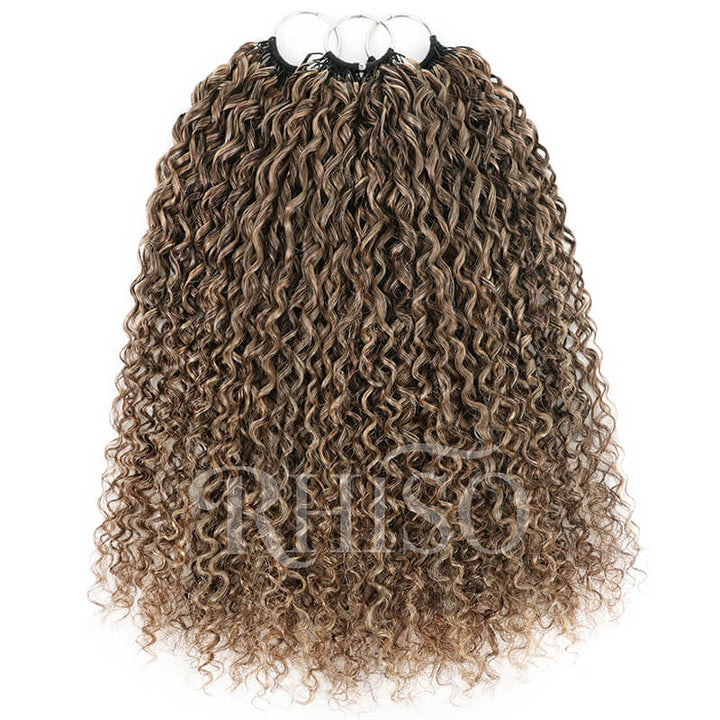 RhisoHair P4/27 Ash Blonde Highlight Pixie Curly Crochet Human Hair for Braiding No Weft Boho Braids Extensions