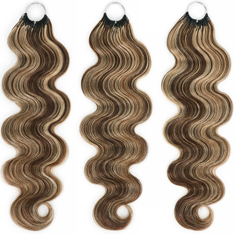 RhisoHair P4/27 Piano Highlight Body Wave Crochet Hair Machine Made Feather Human Hair Extension