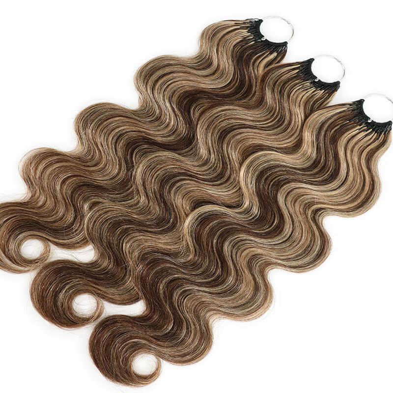 RhisoHair P4/27 Piano Highlight Body Wave Crochet Hair Machine Made Feather Human Hair Extension