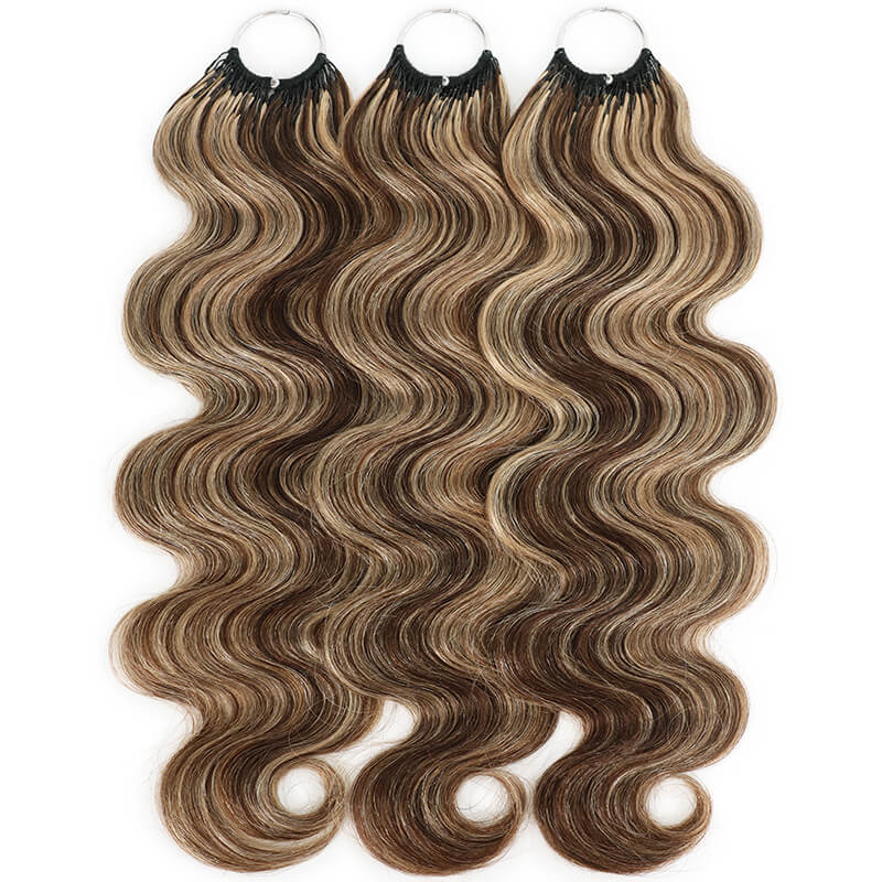 RhisoHair P4/27 Piano Highlight Body Wave Crochet Hair Machine Made Feather Human Hair Extension