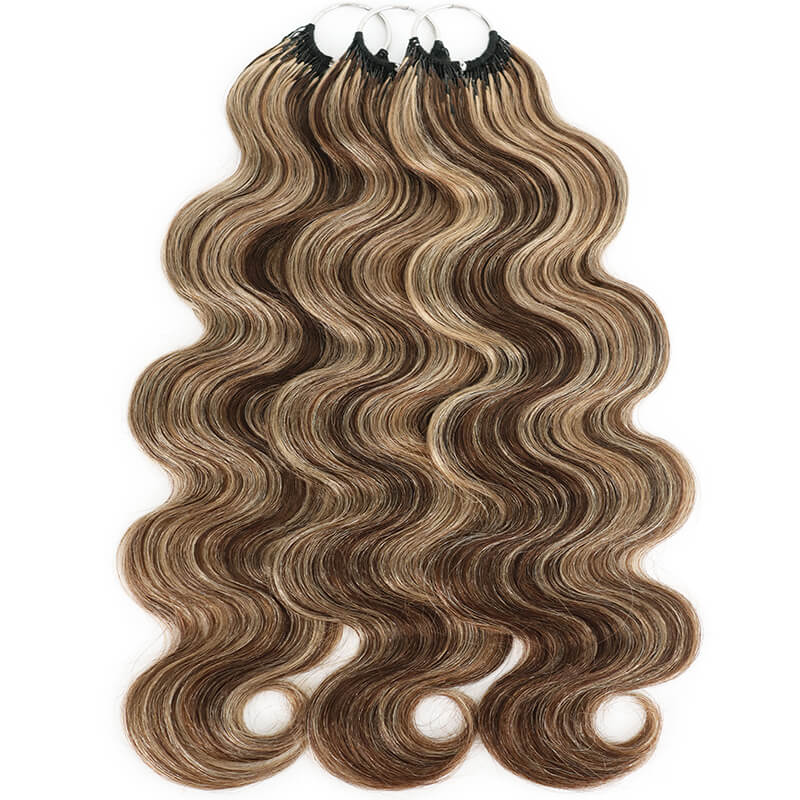 RhisoHair P4/27 Piano Highlight Body Wave Crochet Hair Machine Made Feather Human Hair Extension