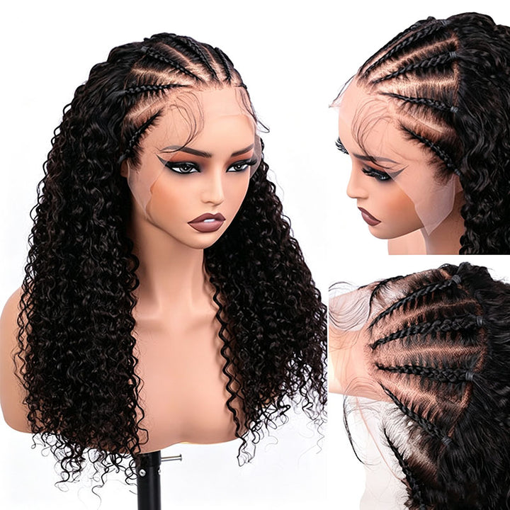 Pre-Braided #4 Chocolate Brown Deep Wave Human Hair Wig Pre-Plucked 13x6 HD Lace Frontal Wig