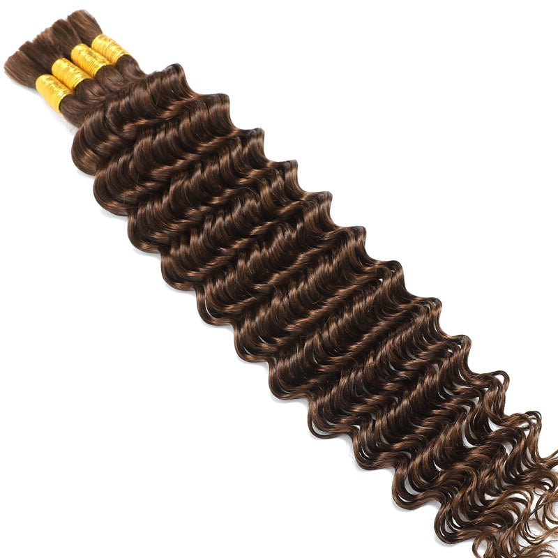 Human Braiding Hair for Boho Braids Human #4 Deep Wave Boho Bulk Human Hair for Braiding-RhisoHair