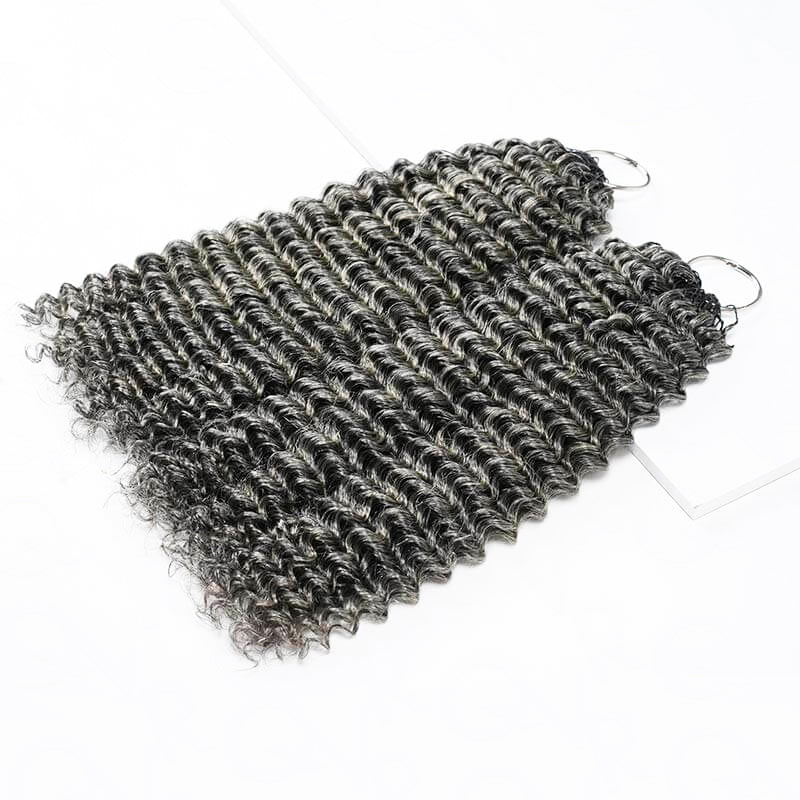 New In Salt & Pepper Kinky Curly Crochet Hair Miracle Konts Feather Human Hair Extension for Boho Braids-RHISO