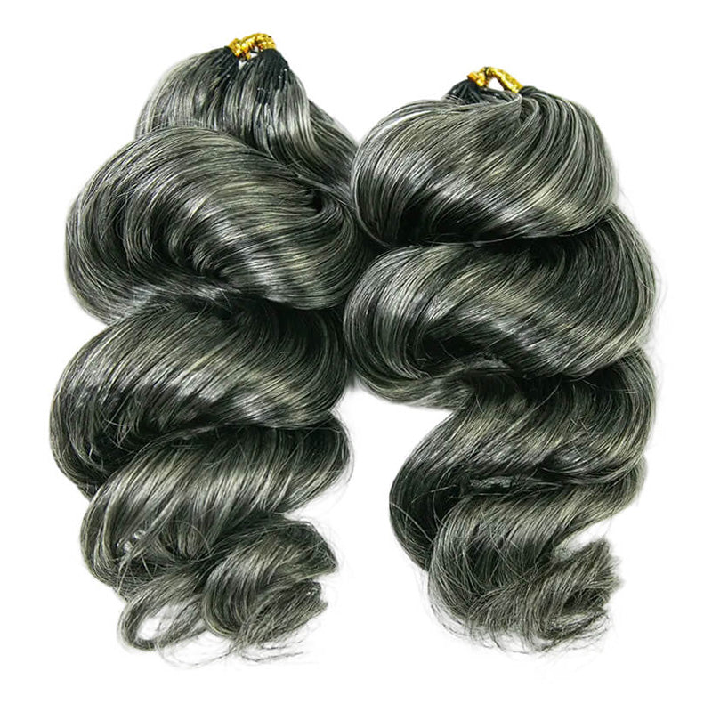RHISO New In Salt & Pepper Burmese Curly/Kinky Curly/Deep Wave Crochet Hair Miracle Konts Feather Human Hair Extension for Boho Braids