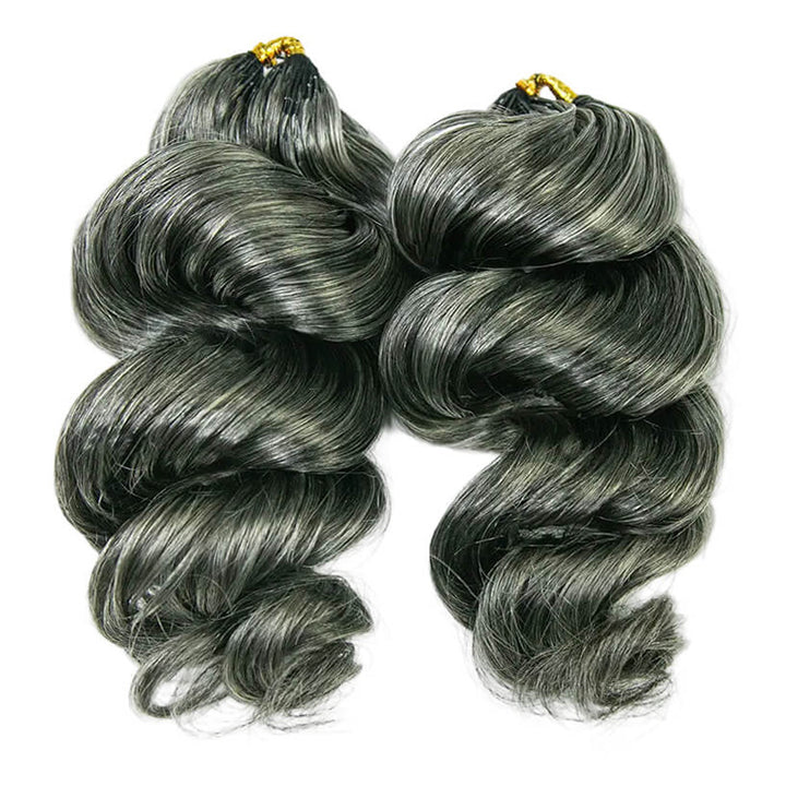 RHISO New In Salt & Pepper Burmese Curly/Kinky Curly/Deep Wave Crochet Hair Miracle Konts Feather Human Hair Extension for Boho Braids
