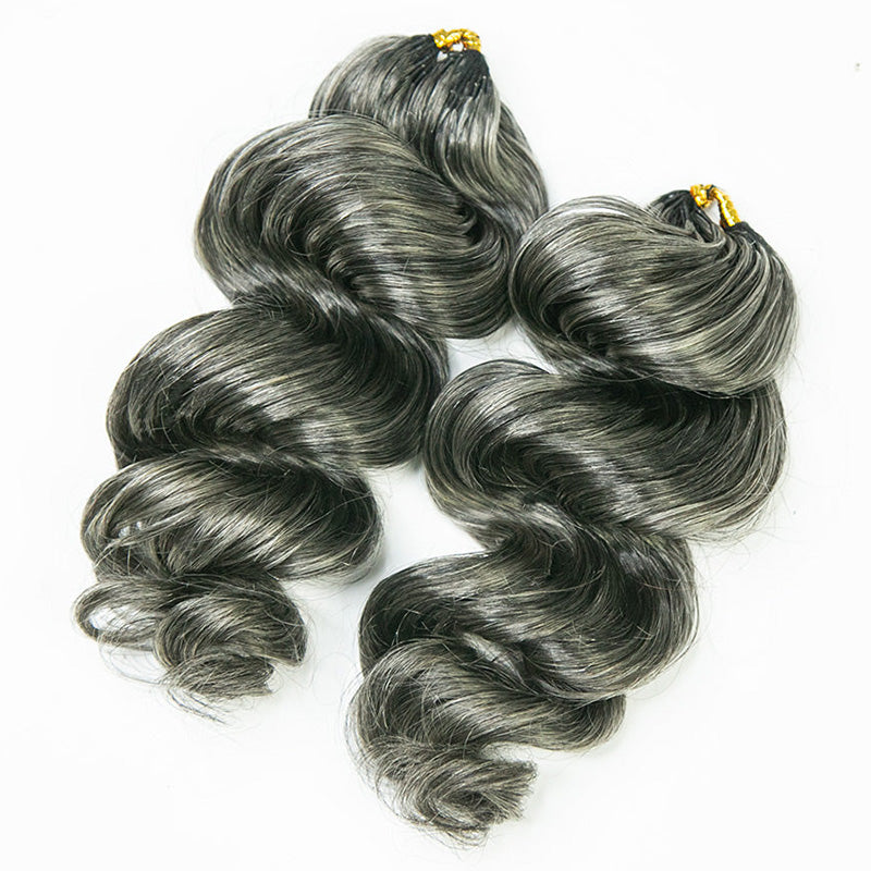 RHISO New In Salt & Pepper Burmese Curly/Kinky Curly/Deep Wave Crochet Hair Miracle Konts Feather Human Hair Extension for Boho Braids