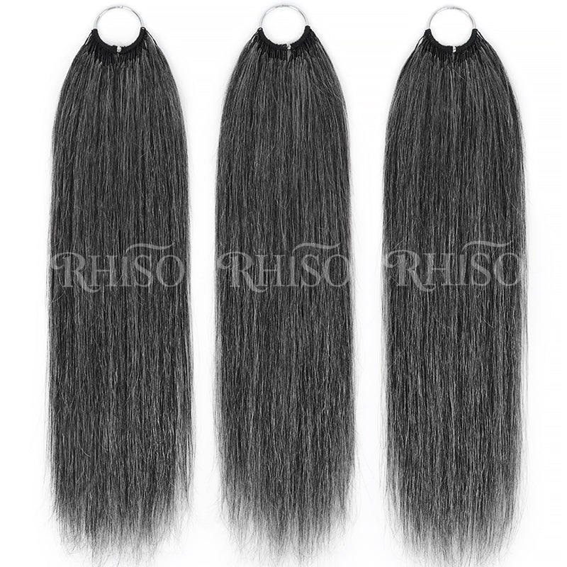 RHISO New In Silver Gray Hair Color Miracle Konts Straight Crochet Hair Pre-Separated Feather Human Hair Extension for Black Woman