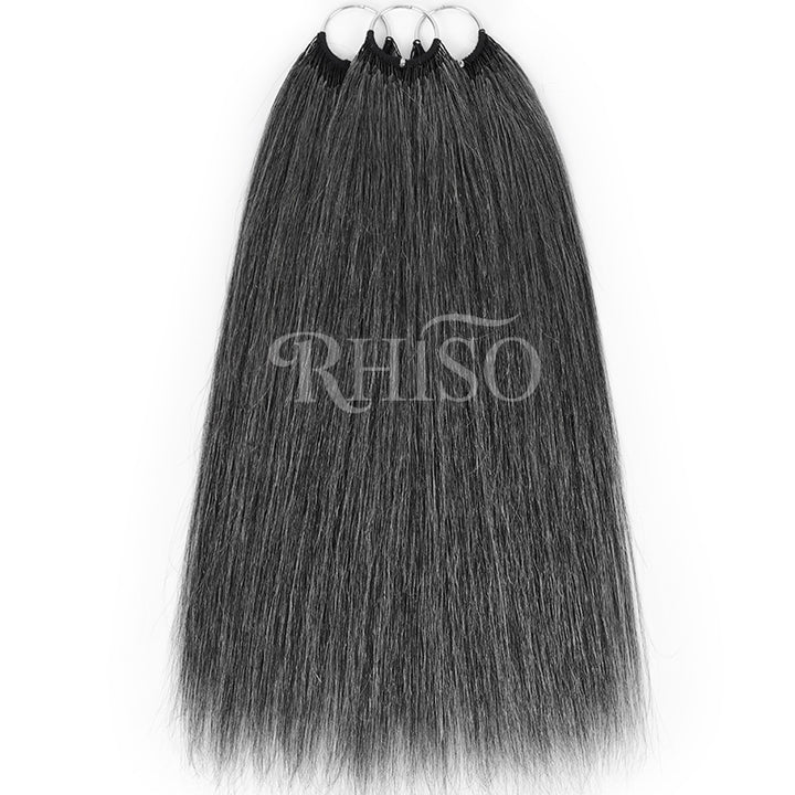 RHISO New In Silver Gray Hair Color Miracle Konts Straight Crochet Hair Pre-Separated Feather Human Hair Extension for Black Woman