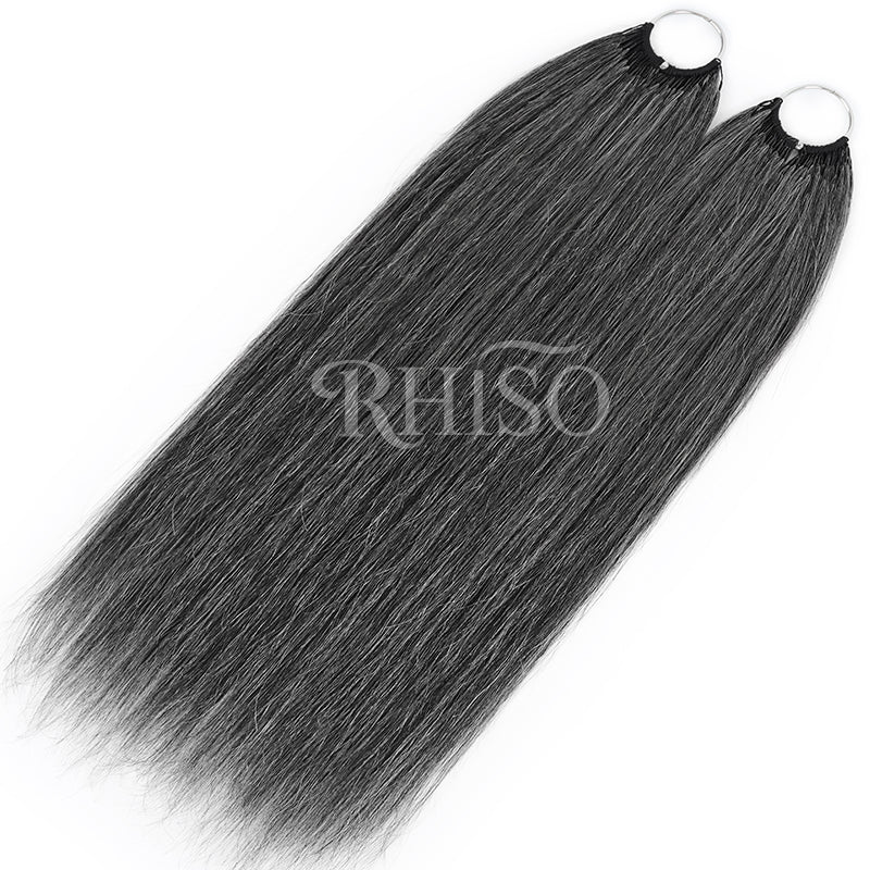 RHISO New In Silver Gray Hair Color Miracle Konts Straight Crochet Hair Pre-Separated Feather Human Hair Extension for Black Woman