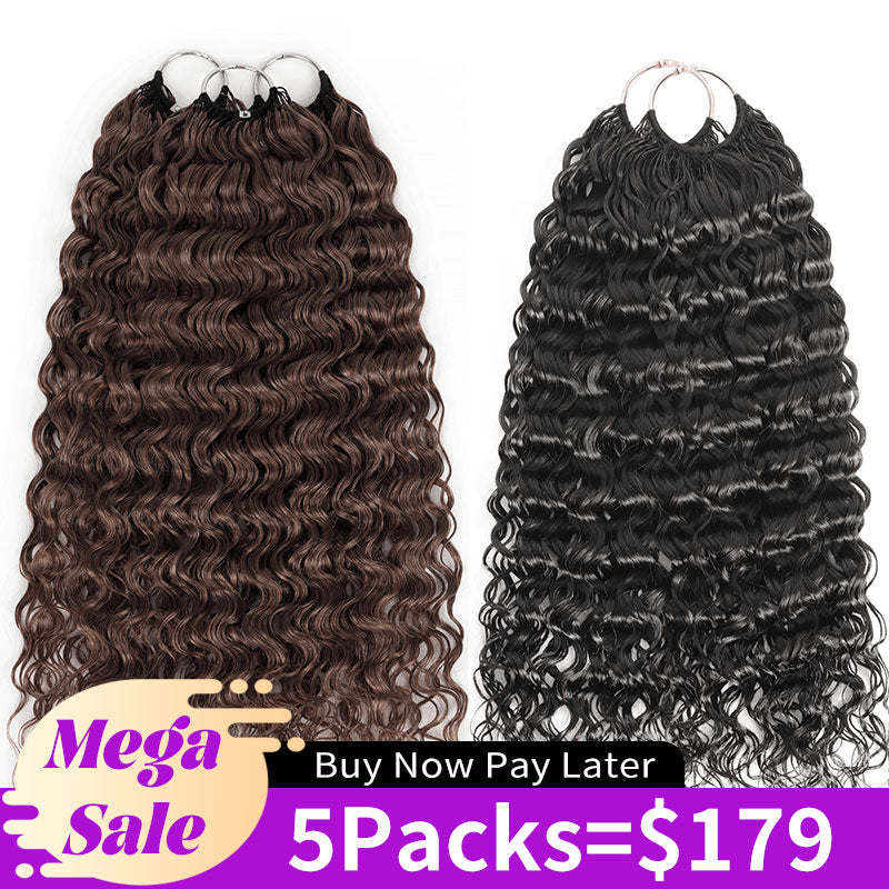5Packs Crochet Hair Deal-2Mixed Colors Highlight Feather Crochet Human Hair Extensions in Multiple Textures Available