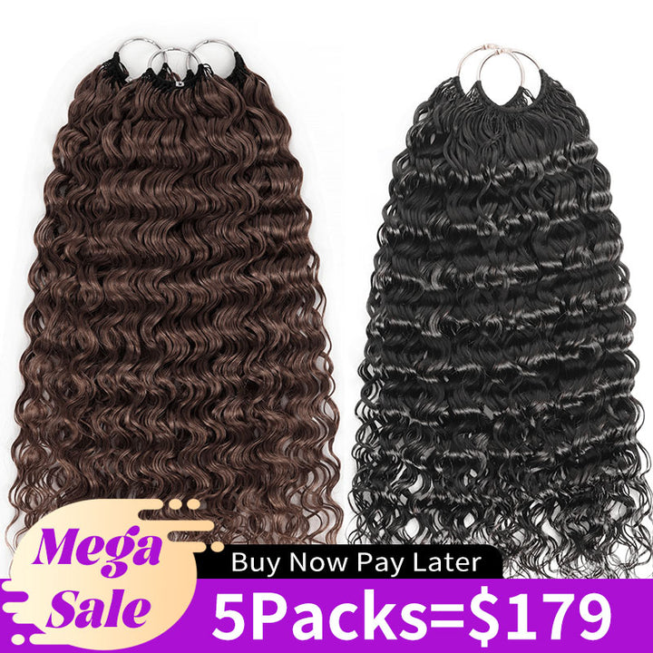 5Packs Crochet Hair Deal-2Mixed Colors Highlight Feather Crochet Human Hair Extensions in Multiple Textures Available
