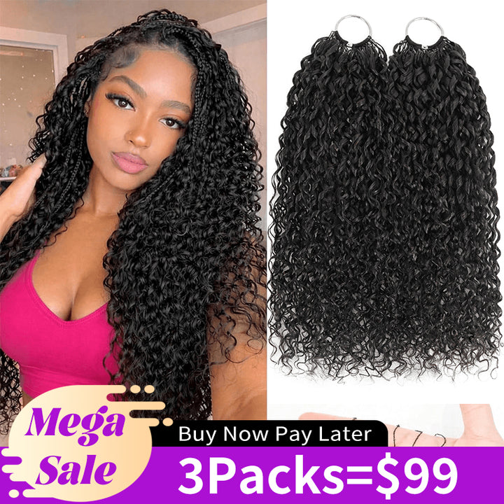 RhisoHair Natural Black Pixie Curly Feather Crochet Human Hair Extensions for Braiding