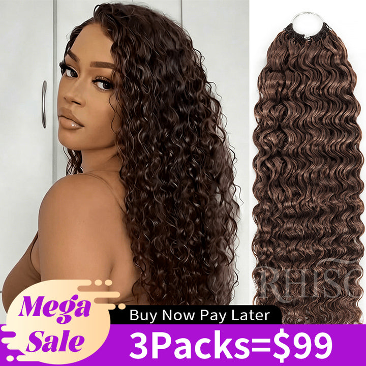 RhisoHair Multiple Colors Available Water Wave Feather Crochet Human Hair Extensions for Braiding