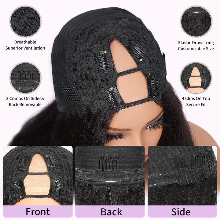 RHISO T1B/30 V Part Glueless Body Wave Human Hair Wig With Invisi Adjustable Drawstring Beginner Friendly 300% Density