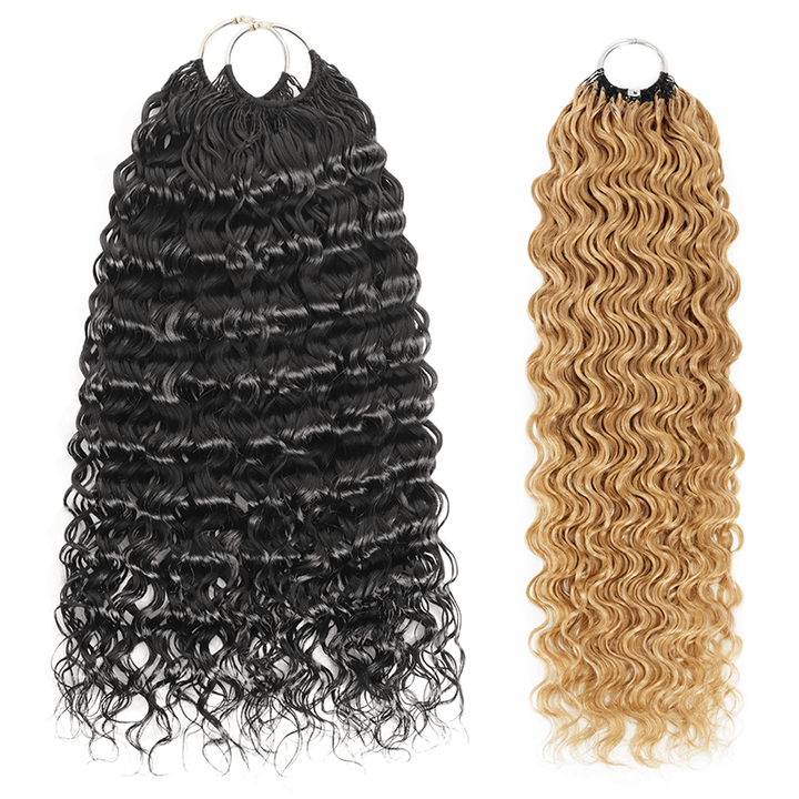 Pay3 Get4|3Packs Natural Black With 1Pack #27 Honey Blonde Water Wave Feather Crochet Human Hair Extension 