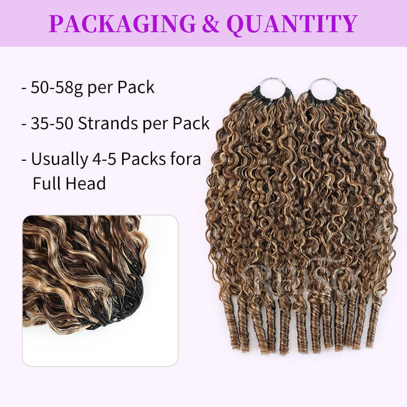 RhisoHair P4/27 Honey Blonde Highlight Burmese Curly Crochet Human Hair Miracle Knots Feather Crochet Human Hair Extension